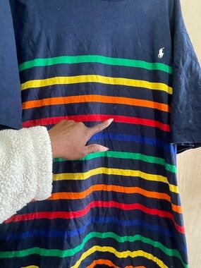 Polo by Ralph Lauren Navy Tee with Multicolor Stripes